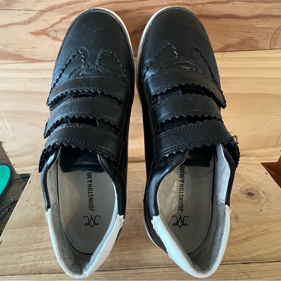 Johnston & Murphy Callie Tri-Strap Black White Leather Sneaker Shoes size 7.5 - Picture 12 of 13